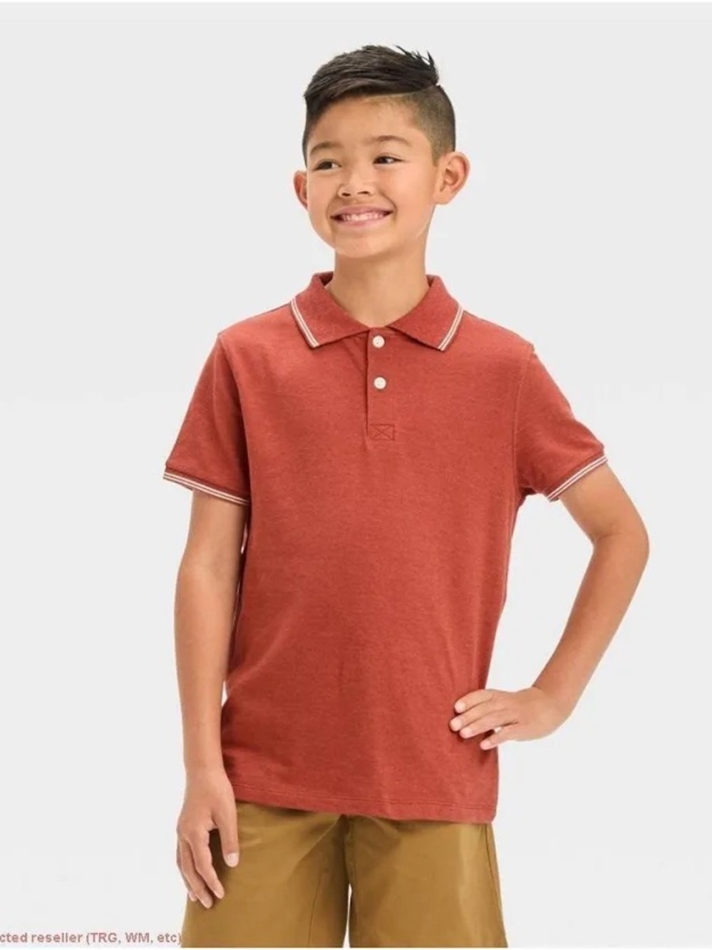 Cat & Jack Boys' Rust Short-Sleeve Polo with Contrast Trim